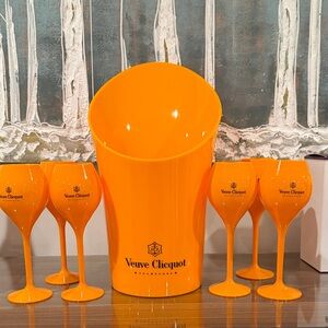 Veuve Clicquot Orange Champagne Bucket and Glass Set